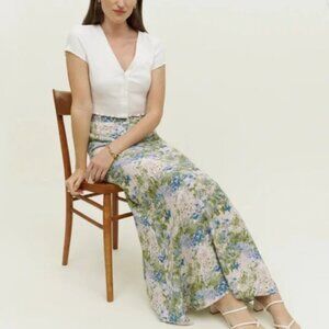 Reformation Floral Vista Maxi Skirt in Blue and Green Size 4